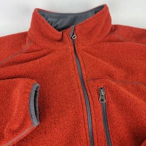 Duluth Full Zip Fleece Jacket L Men Coat Rust Red POCKETS Soft Layer Hike Camp